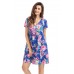 Royal Blue Pocket Design Summer Floral Shirt Dress