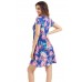 Royal Blue Pocket Design Summer Floral Shirt Dress