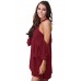 Burgundy Adorable Sexy O Ring Detail Ruffle Dress