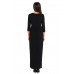 Black Pocket Design 3/4 Sleeves Maxi Dress