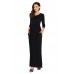 Black Pocket Design 3/4 Sleeves Maxi Dress