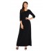 Black Pocket Design 3/4 Sleeves Maxi Dress