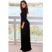 Black Pocket Design 3/4 Sleeves Maxi Dress