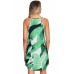 Green Leaf Print Sleeveless Dress