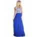 Stylish Aztec Print Sleeveless Royal Blue Maxi Dress