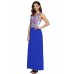 Stylish Aztec Print Sleeveless Royal Blue Maxi Dress