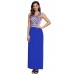 Stylish Aztec Print Sleeveless Royal Blue Maxi Dress