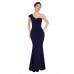 Navy Blue Sexy One Shoulder Ponti Gown