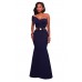 Navy Blue Sexy One Shoulder Ponti Gown