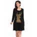 Geometric Snowflake Reindeer Black Christmas T-shirt Dress