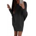 Black Stylish Long Sleeve Baggy Sweater Dress