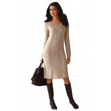 Khaki Women's Hand Knitted Sweater Dress