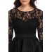 Black Long Sleeve Lace High Low Satin Prom Dress