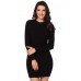 Black Slouchy Cable Sweater Dress