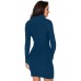 Asymmetric Buttoned Collar Biscay Bodycon Sweater Dress