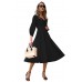 Black Button Front Balloon Sleeve Vintage Dress