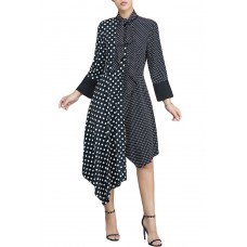 Black Polka Dot Asymmetric Vintage Dress