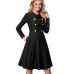 Black Double Breasted Vintage Flared Dress