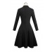 Black Double Breasted Vintage Flared Dress