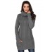 Gray Cowl Neck Cable Knit Sweater Dress