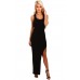 Black Strappy Side Split Maxi Dress