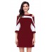 Burgundy White Colorblock Dress