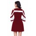 Burgundy White Colorblock Dress