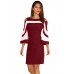 Burgundy White Colorblock Dress