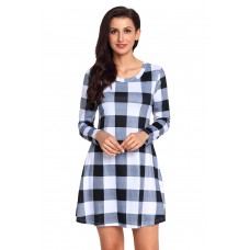 Black White Plaid Mini Dress