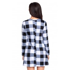 Black White Plaid Mini Dress