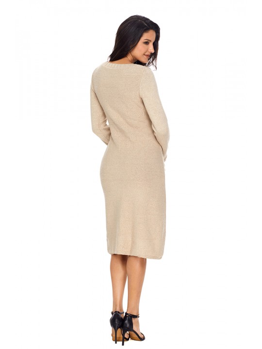 Khaki Women's Hand Knitted Sweater Dress