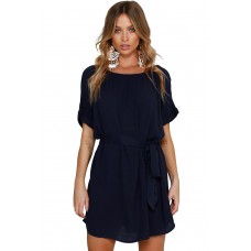 Navy Casual Chic Short Chiffon Dress