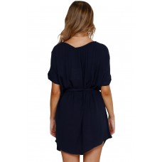 Navy Casual Chic Short Chiffon Dress