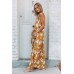 Chic Summer Boho Floral Maxi Dress in Mustard