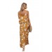 Chic Summer Boho Floral Maxi Dress in Mustard