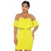 Yellow Off The Shoulder Ruffle Mini Dress