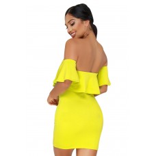 Yellow Off The Shoulder Ruffle Mini Dress