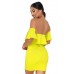 Yellow Off The Shoulder Ruffle Mini Dress