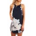 Blooming Peony Print Navy Sleeveless Dress