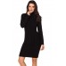 Black Cable Knit High Neck Sweater Dress