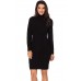 Black Cable Knit High Neck Sweater Dress