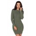 Army Green Slouchy Cable Sweater Dress