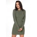 Army Green Slouchy Cable Sweater Dress