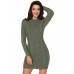 Army Green Slouchy Cable Sweater Dress