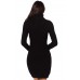 Black Stylish Pattern Knit Turtleneck Sweater Dress