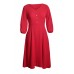 Red Button Front Balloon Sleeve Vintage Dress