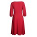 Red Button Front Balloon Sleeve Vintage Dress