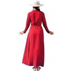 Red Polka Dot Button Down Maxi Shirt Dress