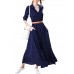 Navy Blue Polka Dot Button Down Maxi Shirt Dress