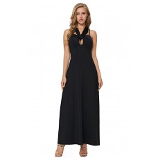 Black Self Tie Ribbon Wrap Maxi Dress